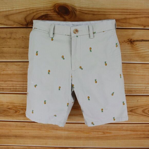 Old‎ Navy Chino Shorts Mens 30 Beige Pineapple Print Ultimate Slim Built-In Flex - Picture 1 of 8